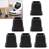 6pcs Bed Risers 5in High Quadrate Trapezoidal Ergonomic Plastic Black Furniture Risers Blocks for Home Office