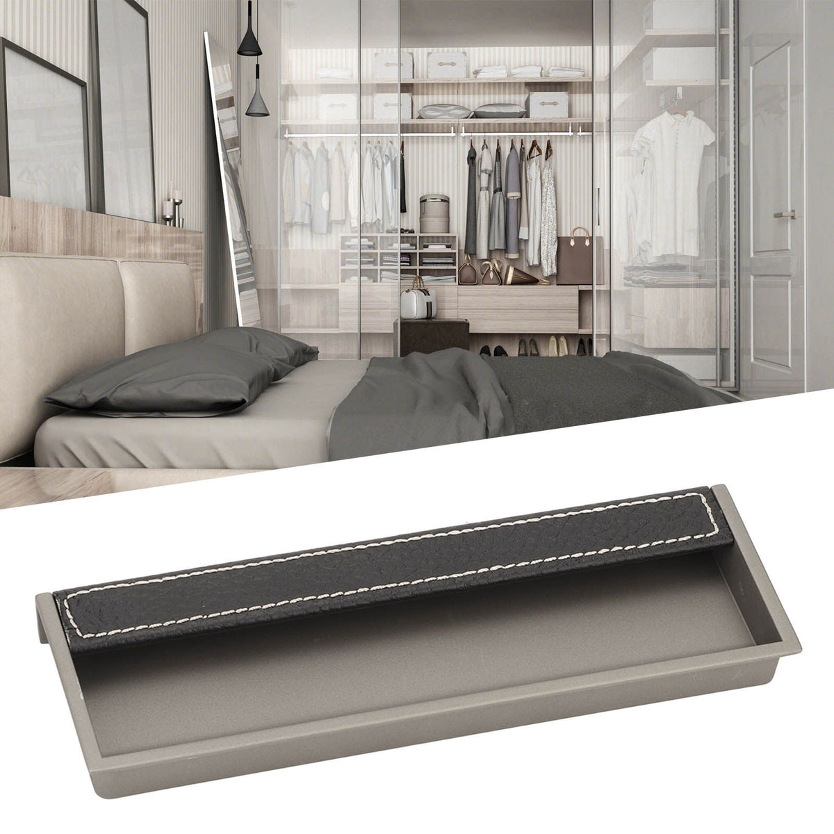 Wardrobe Handle Embedded Door Cabinet Handle Sliding Door Concealed Cabinet Drawer Handle Black