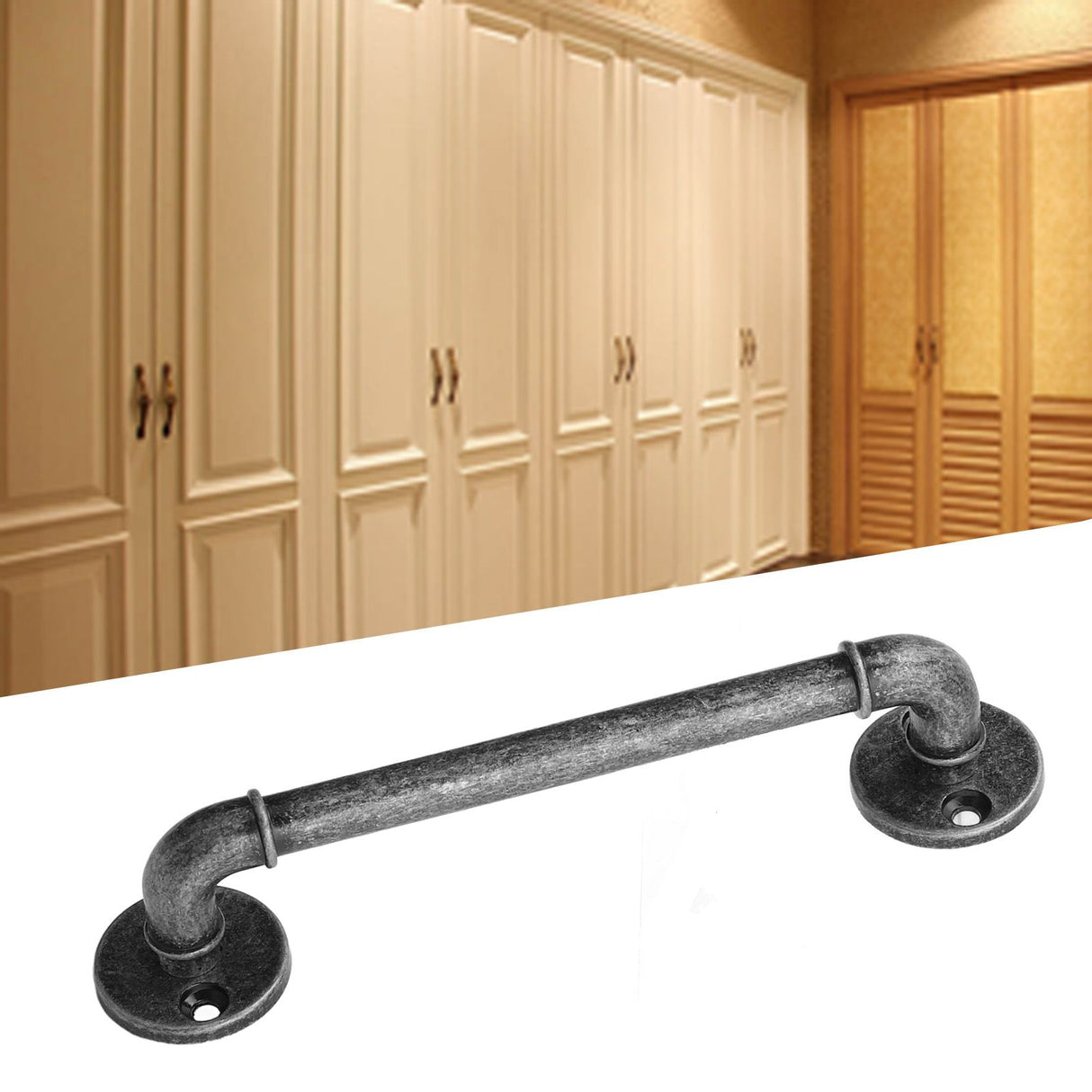 Gate Pull Handle Zinc Alloy Retro Round Base Furniture Hardware for Door Drawer Cabinet Wardrobe Closet Retro Silver