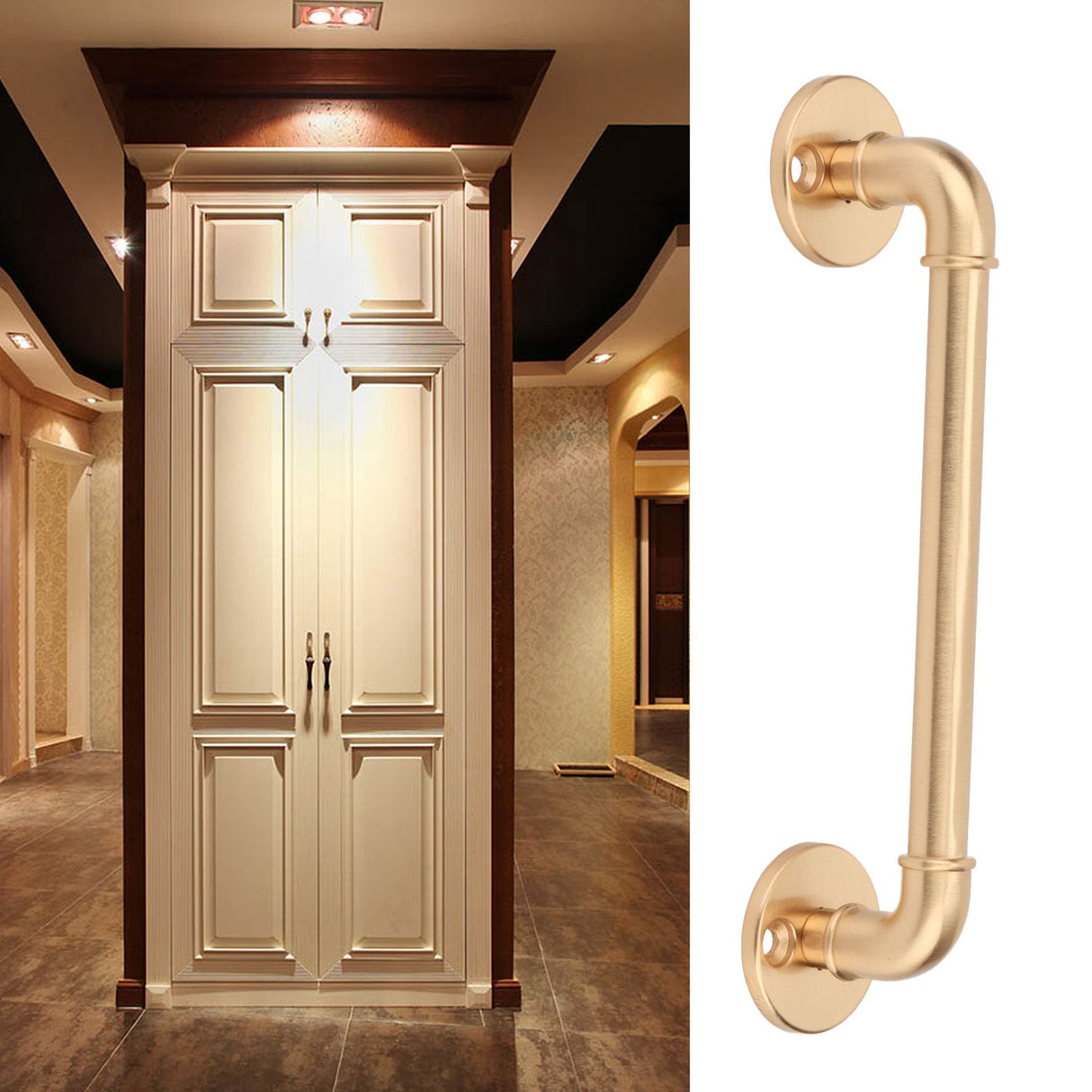 Gate Pull Handle Zinc Alloy Retro Round Base Furniture Hardware for Door Drawer Cabinet Wardrobe Closet Gold