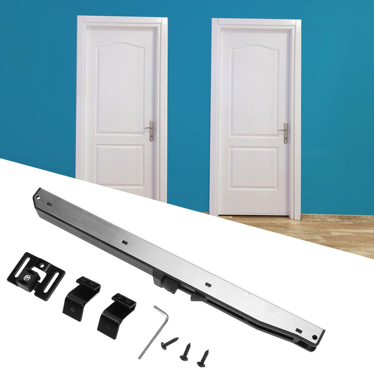 Barn Door Soft Close Mechanism Stainless Steel POM Spring Buffer Damper Punch Free Barn Door Damper Hardware Kit