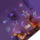 Star Moon Curtain String Lights LED Lamp Add Romantic Ambience Window Curtain Lights for Bedroom Living Room Shop Color