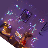 Star Moon Curtain String Lights LED Lamp Add Romantic Ambience Window Curtain Lights for Bedroom Living Room Shop Color