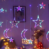 Star Moon Curtain String Lights LED Lamp Add Romantic Ambience Window Curtain Lights for Bedroom Living Room Shop Color
