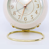 European Style Metal Clock Ingenious Mute Round Children Electronic Quartz Alarm Clock for Living Room Bedroom White - 45-Degree Angle
