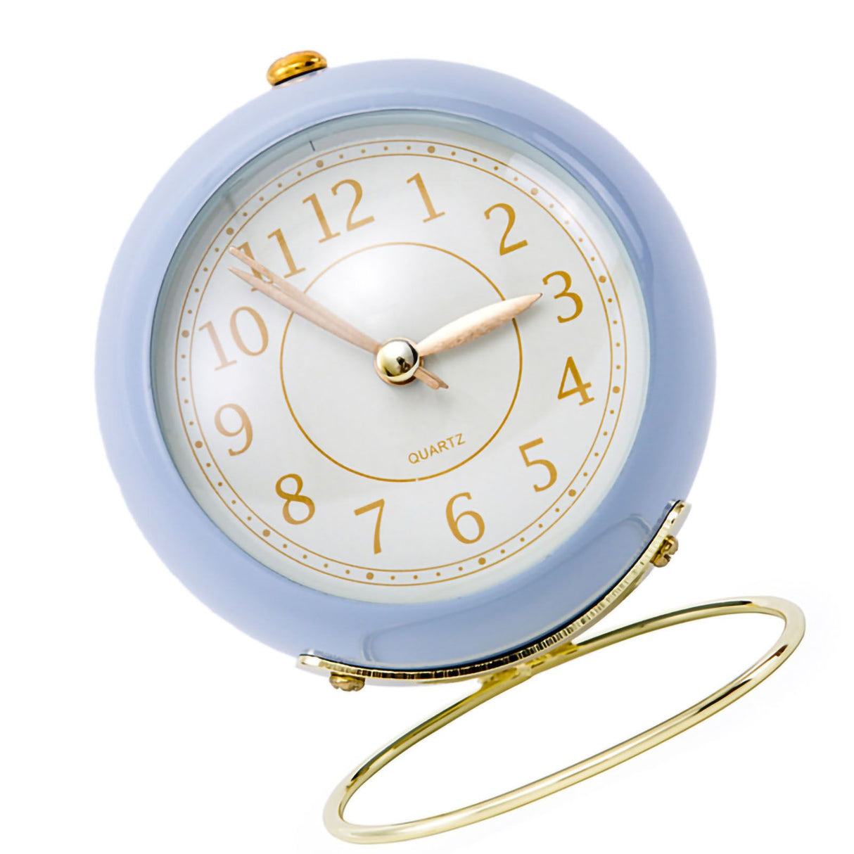 European Style Metal Clock Ingenious Mute Round Children Electronic Quartz Alarm Clock for Living Room Bedroom Purple