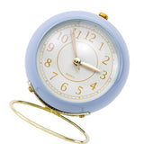 European Style Metal Clock Ingenious Mute Round Children Electronic Quartz Alarm Clock for Living Room Bedroom Purple