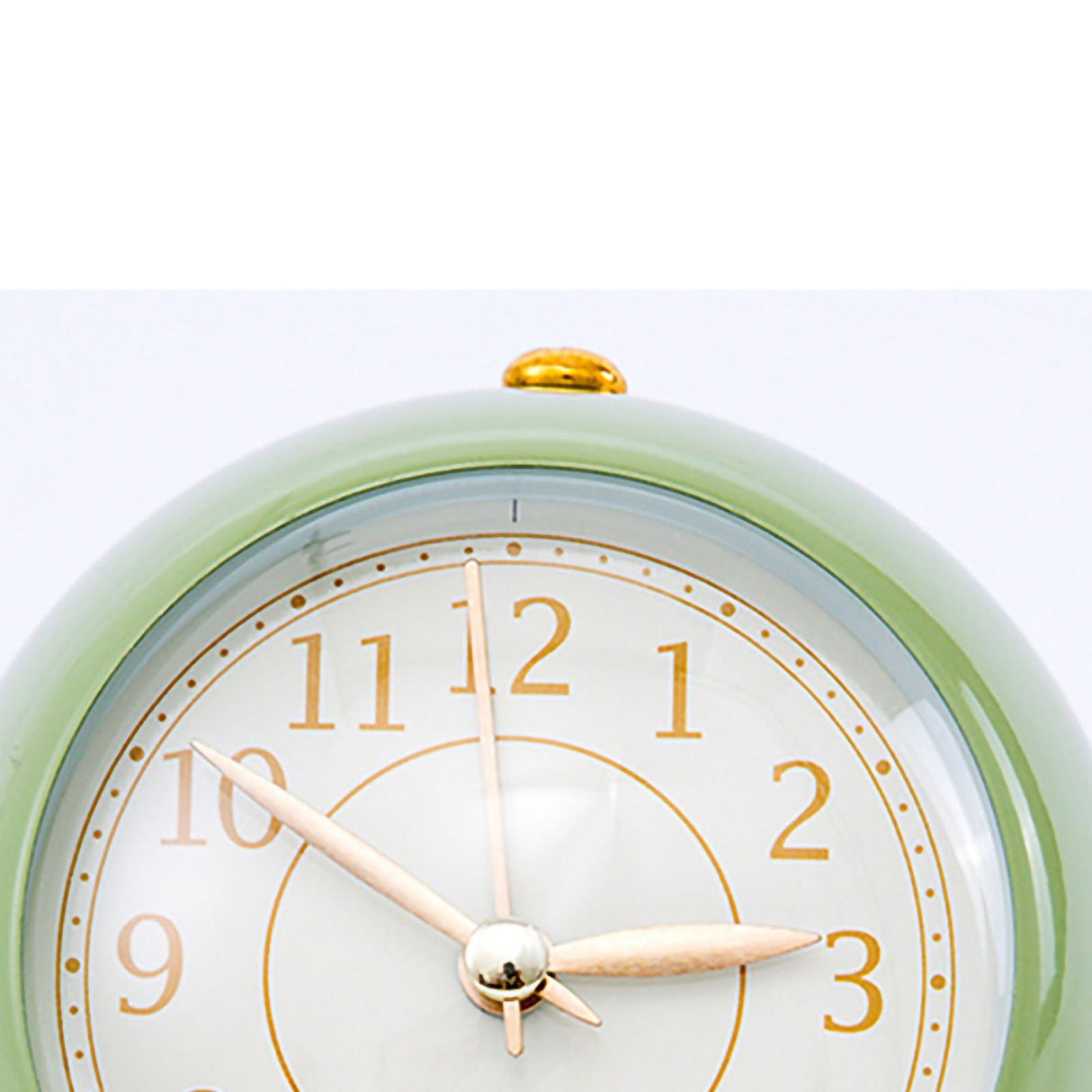 European Style Metal Clock Ingenious Mute Round Children Electronic Quartz Alarm Clock for Living Room Bedroom Green