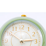 European Style Metal Clock Ingenious Mute Round Children Electronic Quartz Alarm Clock for Living Room Bedroom Green