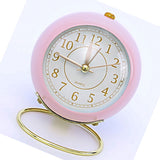 European Style Metal Clock Ingenious Mute Round Children Electronic Quartz Alarm Clock for Living Room Bedroom Pink - 45-Degree Angle
