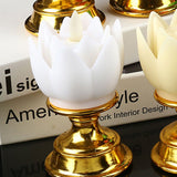LED Lotus Lamp Colorful LED Soft Natural Light Lifelike Safe Odorless Durable Buddha Lamp for Bedroom Office Living Room White - Front View