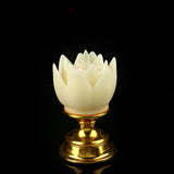 LED Lotus Lamp Colorful LED Soft Natural Light Lifelike Safe Odorless Durable Buddha Lamp for Bedroom Office Living Room Beige