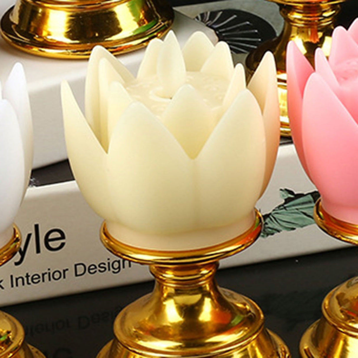 LED Lotus Lamp Colorful LED Soft Natural Light Lifelike Safe Odorless Durable Buddha Lamp for Bedroom Office Living Room Beige