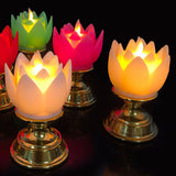 LED Lotus Lamp Colorful LED Soft Natural Light Lifelike Safe Odorless Durable Buddha Lamp for Bedroom Office Living Room Beige - Top-Down View