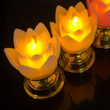LED Lotus Lamp Colorful LED Soft Natural Light Lifelike Safe Odorless Durable Buddha Lamp for Bedroom Office Living Room Beige
