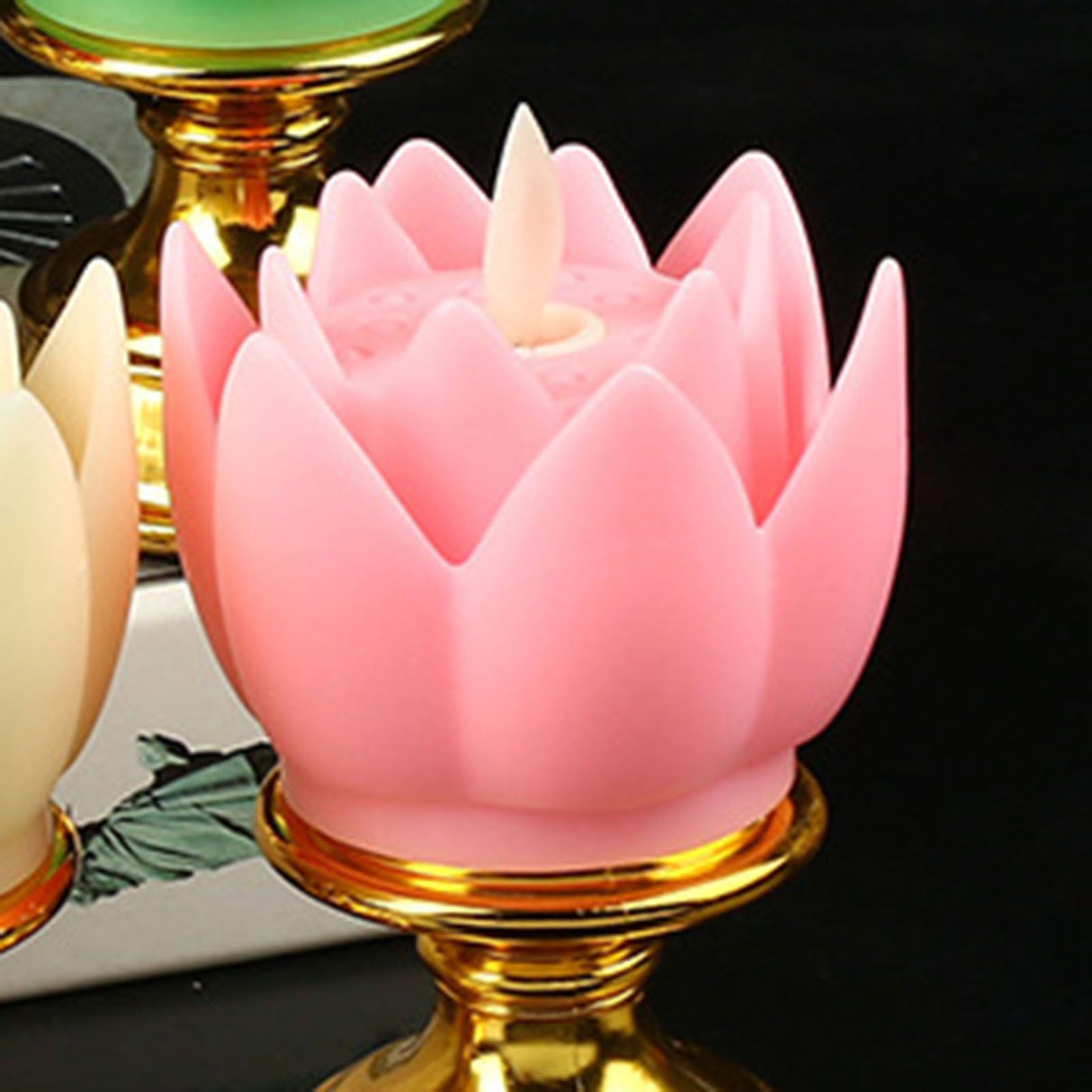 LED Lotus Lamp Colorful LED Soft Natural Light Lifelike Safe Odorless Durable Buddha Lamp for Bedroom Office Living Room Pink