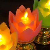 LED Lotus Lamp Colorful LED Soft Natural Light Lifelike Safe Odorless Durable Buddha Lamp for Bedroom Office Living Room Pink