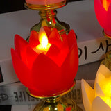 LED Lotus Lamp Colorful LED Soft Natural Light Lifelike Safe Odorless Durable Buddha Lamp for Bedroom Office Living Room Red