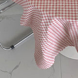 Desk Tablecloth Plaid Table Cover Linen Cotton Backdrop Dustproof Home Decoration for Office Dormitory Pink 70x70cm / 27.6x27.6in