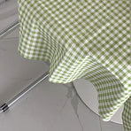 Desk Tablecloth Plaid Table Cover Linen Cotton Backdrop Dustproof Home Decoration for Office Dormitory Green 70x70cm / 27.6x27.6in