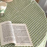 Desk Tablecloth Plaid Table Cover Linen Cotton Backdrop Dustproof Home Decoration for Office Dormitory Green 70x70cm / 27.6x27.6in - Top-Down View