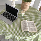Desk Tablecloth Plaid Table Cover Linen Cotton Backdrop Dustproof Home Decoration for Office Dormitory Green 70x70cm / 27.6x27.6in - 45-Degree Angle