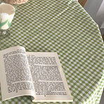 Desk Tablecloth Plaid Table Cover Linen Cotton Backdrop Dustproof Home Decoration for Office Dormitory Green 150x150cm / 59.1x59.1in