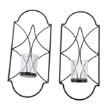 2Pcs Wall Mounted Candle Holder Iron Glass Sconces Decoration Accessories for Living Room Bedroom Black - Top-Down View