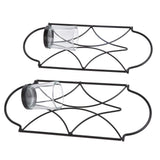 2Pcs Wall Mounted Candle Holder Iron Glass Sconces Decoration Accessories for Living Room Bedroom Black - Extra Image