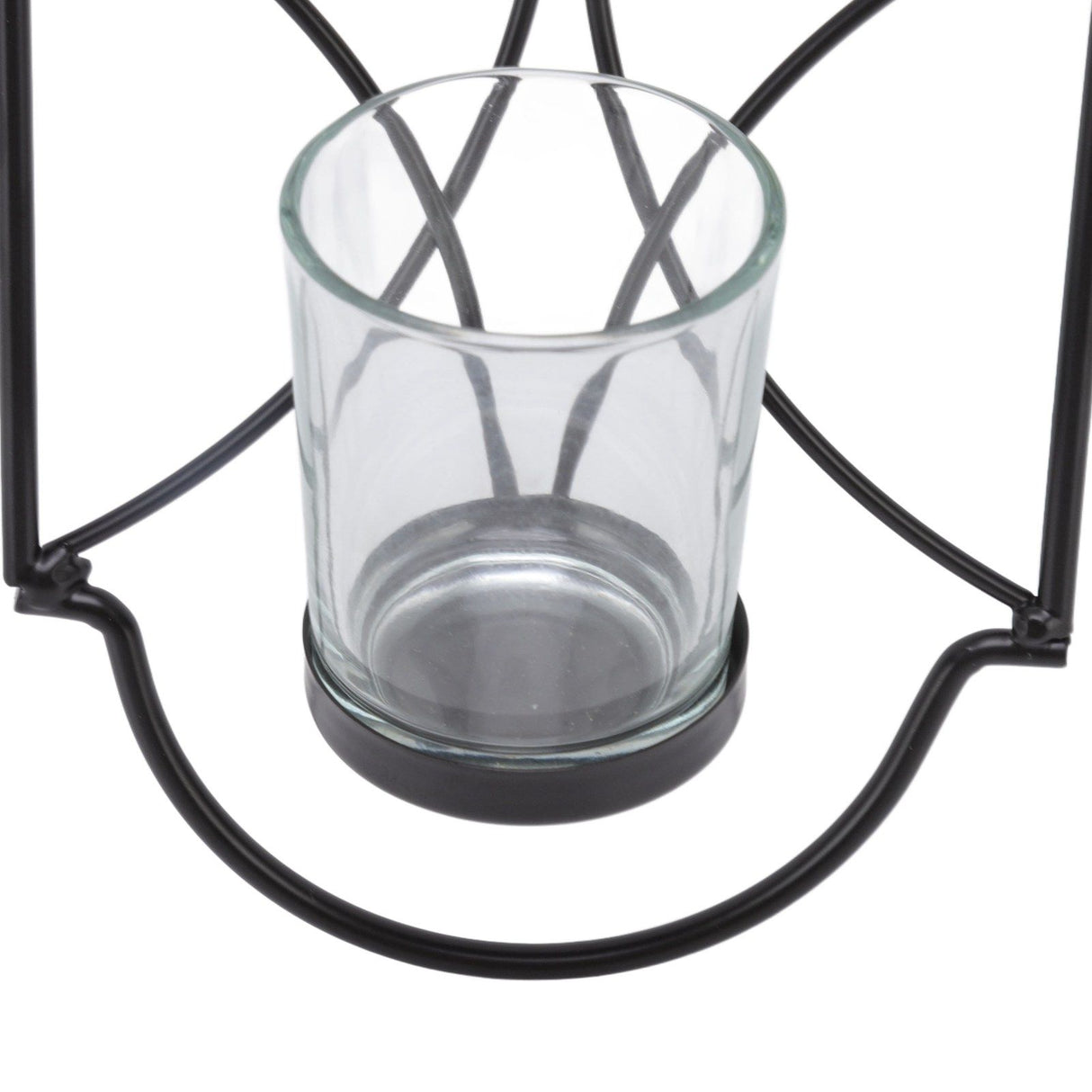 2Pcs Wall Mounted Candle Holder Iron Glass Sconces Decoration Accessories for Living Room Bedroom Black