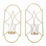 2Pcs Wall Mounted Candle Holder Iron Glass Sconces Decoration Accessories for Living Room Bedroom Gold - Top-Down View