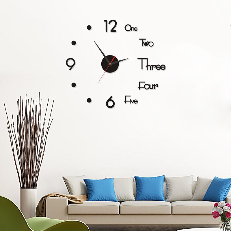 Night Light Wall Clock Frameless Decorative Luminous Silent Clock for Living Room Bedroom Black Small 40cm/15.75in