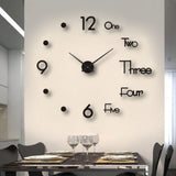 Night Light Wall Clock Frameless Decorative Luminous Silent Clock for Living Room Bedroom Black Large 130cm/51.18in