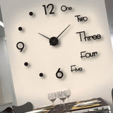 Night Light Wall Clock Frameless Decorative Luminous Silent Clock for Living Room Bedroom Black Large 130cm/51.18in