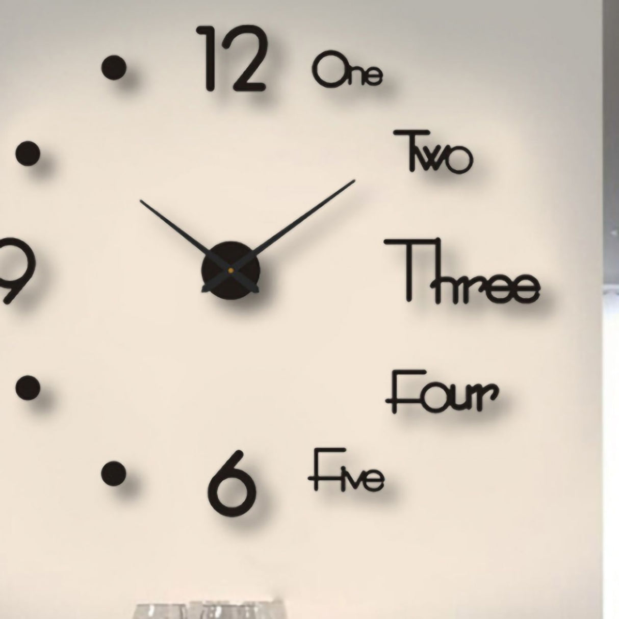 Night Light Wall Clock Frameless Decorative Luminous Silent Clock for Living Room Bedroom Black Large 130cm/51.18in