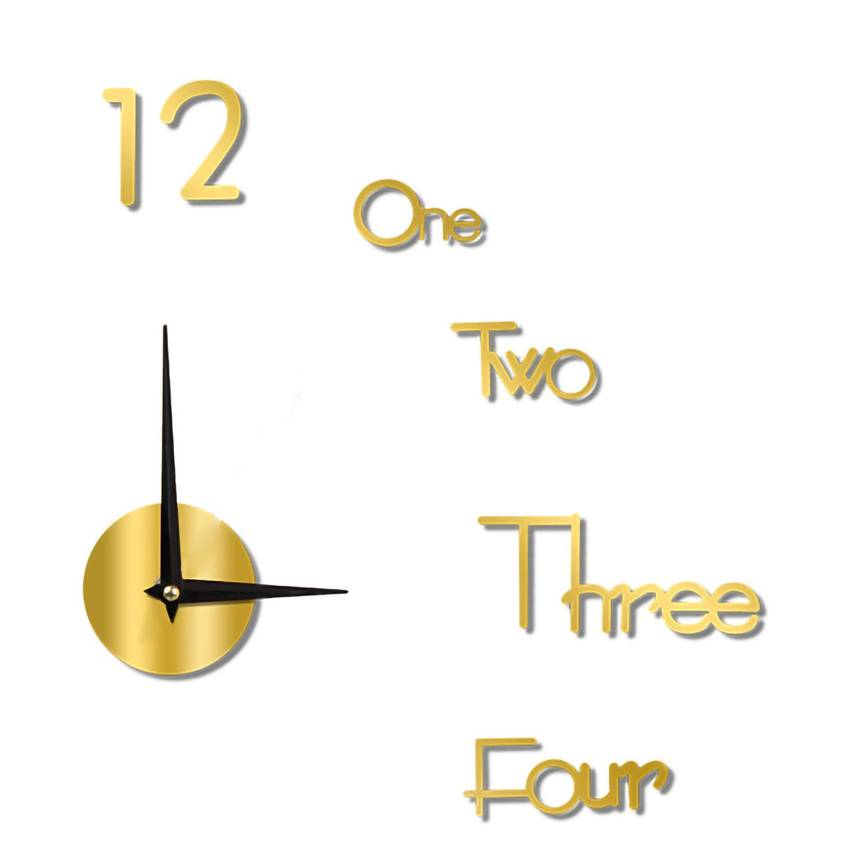 Night Light Wall Clock Frameless Decorative Luminous Silent Clock for Living Room Bedroom Gold Medium 90cm/35.43in