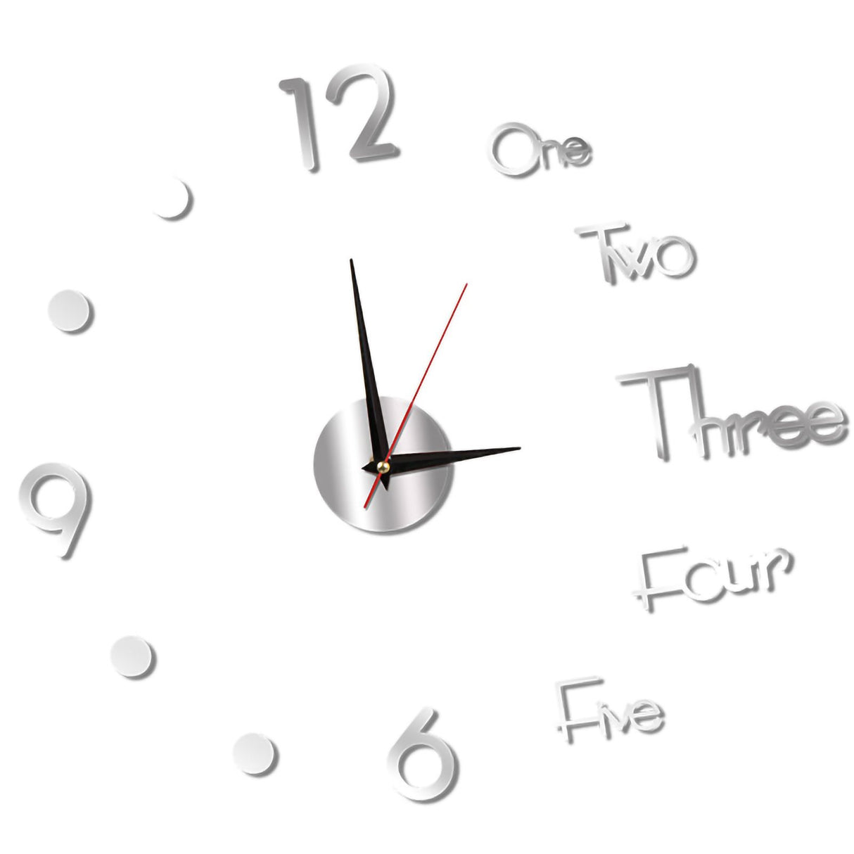 Night Light Wall Clock Frameless Decorative Luminous Silent Clock for Living Room Bedroom Silver Small 40cm/15.75in