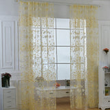 Sheer Curtain Innovative Elegant Translucent Floral Voile Drapes for Living Room Study Room Bedroom Yellow 100x250cm / 39.4x98.4in (Hooks)