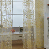 Sheer Curtain Innovative Elegant Translucent Floral Voile Drapes for Living Room Study Room Bedroom Yellow 100x250cm / 39.4x98.4in (Hooks) - 45-Degree Angle