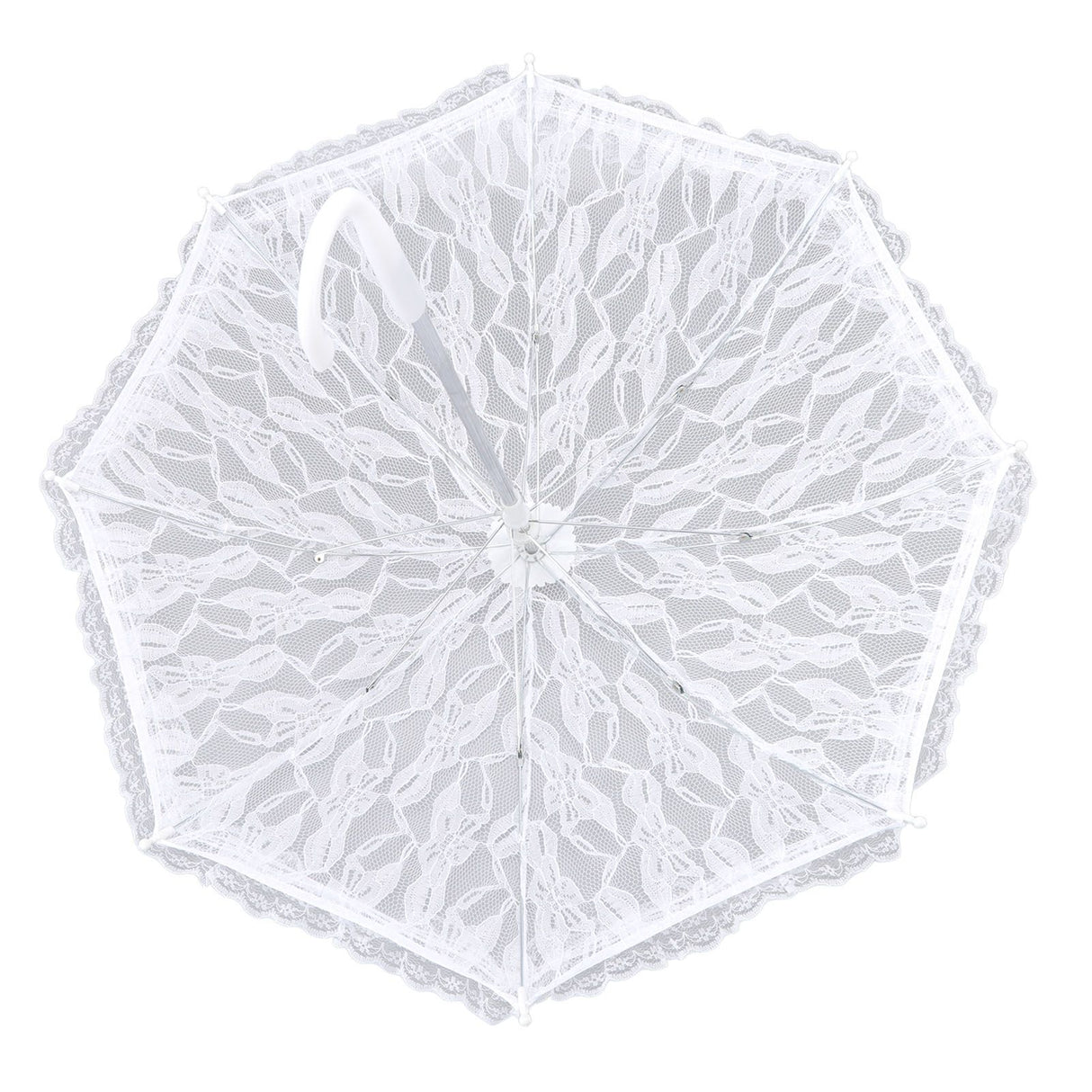 White Lace Parasol Umbrella J Handle Elegant Appearance Bridal Lace Umbrella for Wedding Party Decorations Prom