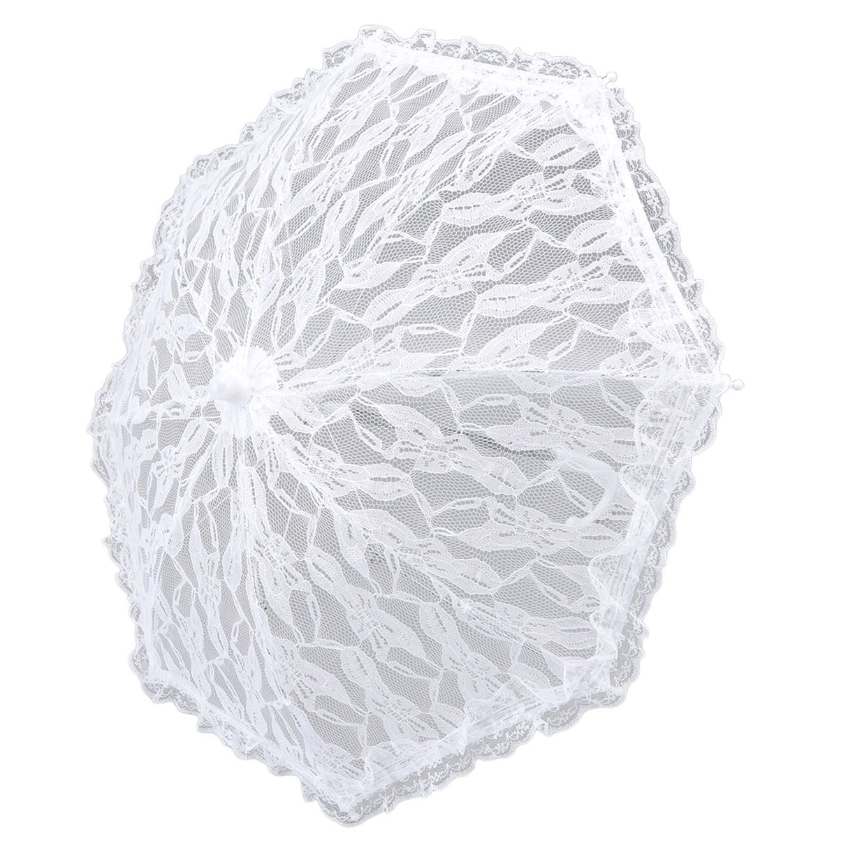 White Lace Parasol Umbrella J Handle Elegant Appearance Bridal Lace Umbrella for Wedding Party Decorations Prom