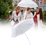 White Lace Parasol Umbrella J Handle Elegant Appearance Bridal Lace Umbrella for Wedding Party Decorations Prom - Extra Image