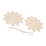 2pcs Wooden Flower Cutouts DIY Lotus Shape Unfinished Wooden Cutouts Home Garden Wood Chip Decor Pendant with 2 Hemp Rope - 45-Degree Angle