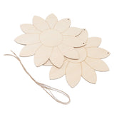 2pcs Wooden Flower Cutouts DIY Lotus Shape Unfinished Wooden Cutouts Home Garden Wood Chip Decor Pendant with 2 Hemp Rope