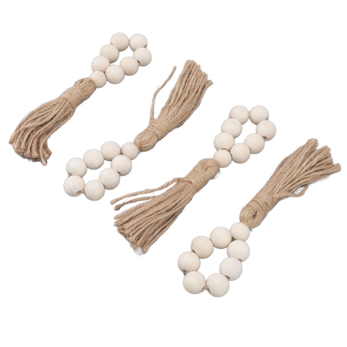 Napkin Ring Decorative Elegant Wood Beads Table Napkin Holder with Tassels for Party Wedding Home 4pcs