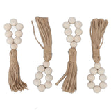 Napkin Ring Decorative Elegant Wood Beads Table Napkin Holder with Tassels for Party Wedding Home 4pcs