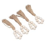 Napkin Ring Decorative Elegant Wood Beads Table Napkin Holder with Tassels for Party Wedding Home 4pcs