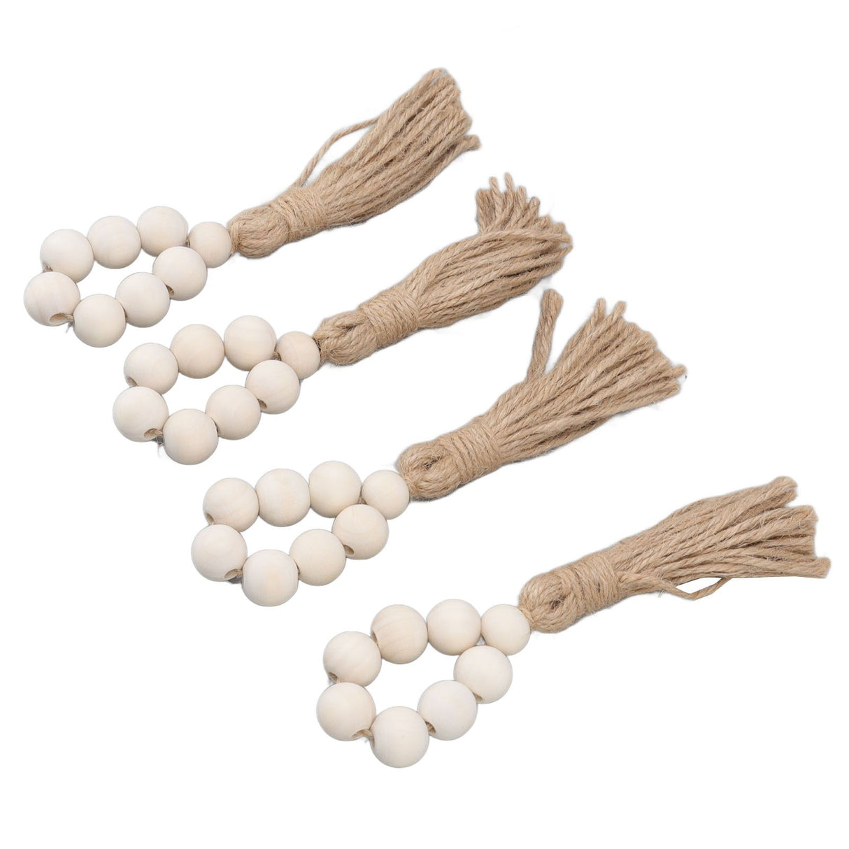 Napkin Ring Decorative Elegant Wood Beads Table Napkin Holder with Tassels for Party Wedding Home 4pcs