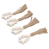 Napkin Ring Decorative Elegant Wood Beads Table Napkin Holder with Tassels for Party Wedding Home 4pcs