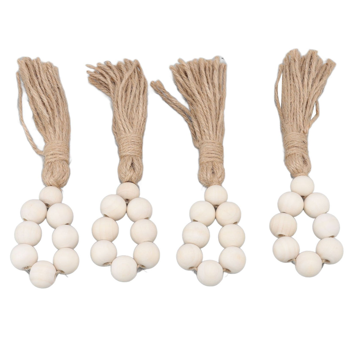 Napkin Ring Decorative Elegant Wood Beads Table Napkin Holder with Tassels for Party Wedding Home 4pcs